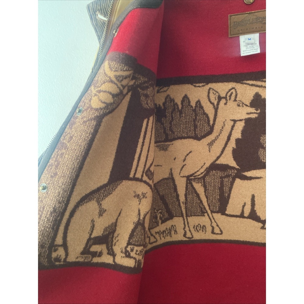 Rare Vintage Pendelton Field Jacket With Intarsia Wool Wildlife Vest Beaver Deer - Picture 6 of 16